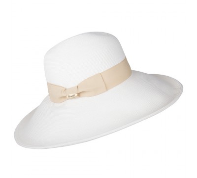 Wide brim hat - Jacqueline - white/sand