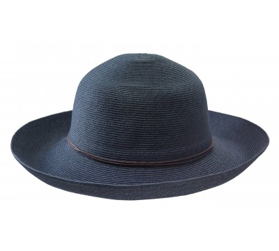 Wide brim hat - Anna - navy blue travel hat