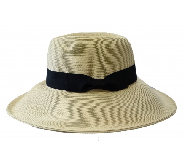 Wide brim hat - Jacqueline - natural/black
