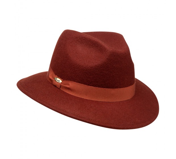 Fedora hat - Cleo Ribbon - Rust Brown