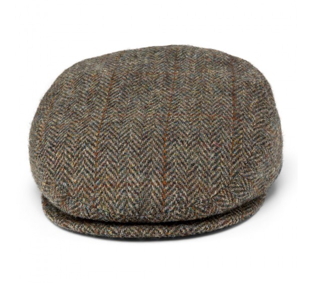 Cap - Mark- brown/cognac/green - Harris Tweed